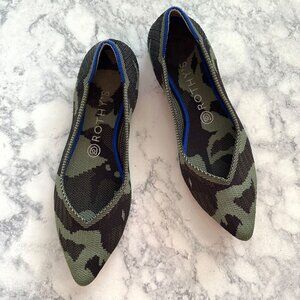 Rothy’s The Point Olive Camo Ballet Flats